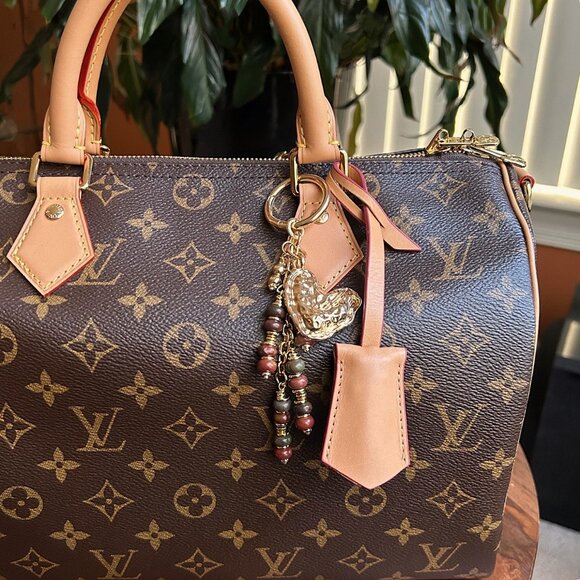 New BEADED Bag Charm Gemstones Gold Tone - Picture 1 of 8